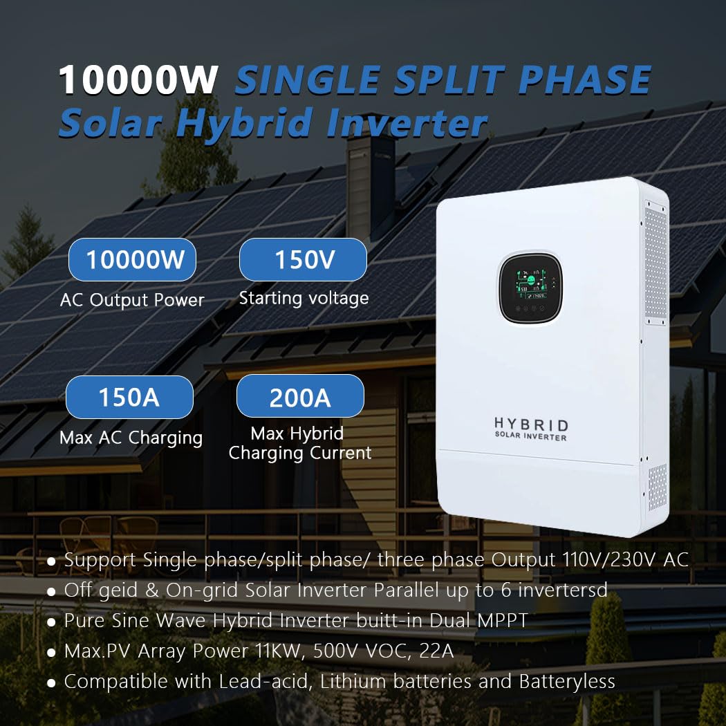Y&H 10KW Hibrit Güneş İnvertör - Split Phase Inverter 10Kw 110V 220V incelemesi ve fiyatı
