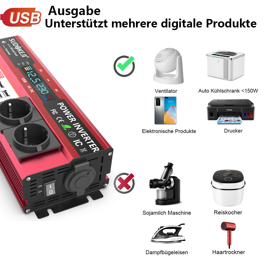 12V - 220V 4000W Tepe Güçlü İn - Power Inverter 12V 220V 4000W Continuous incelemesi ve fiyatı